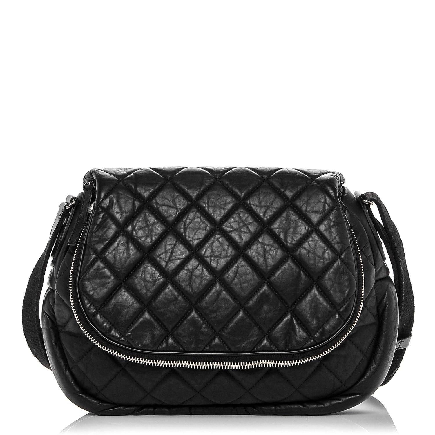 Chanel Aged Calfskin Quilted Expandable Messenger Black 1 of 8