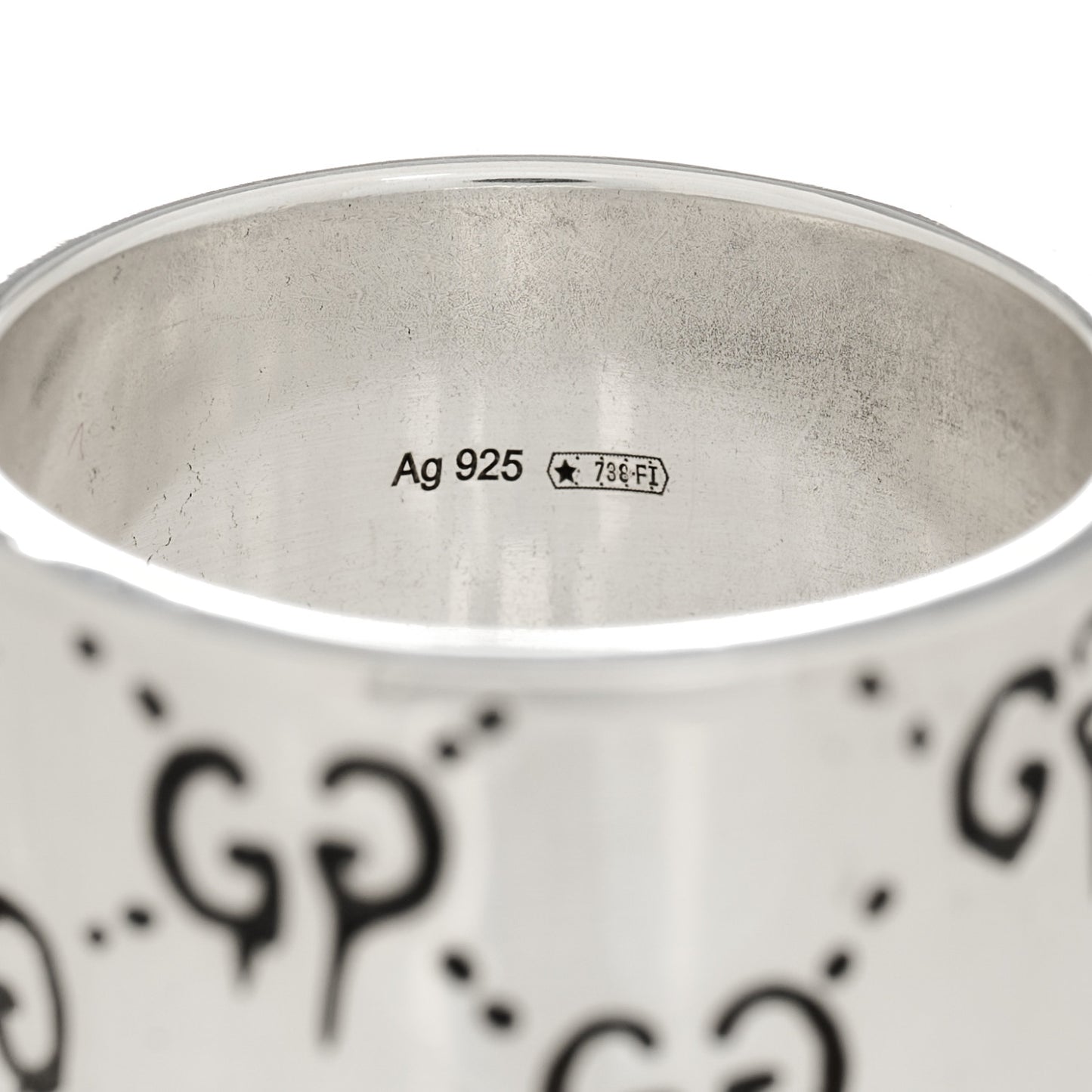 Sterling Silver GucciGhost Hamlet Skull Band Ring 58 8.5
