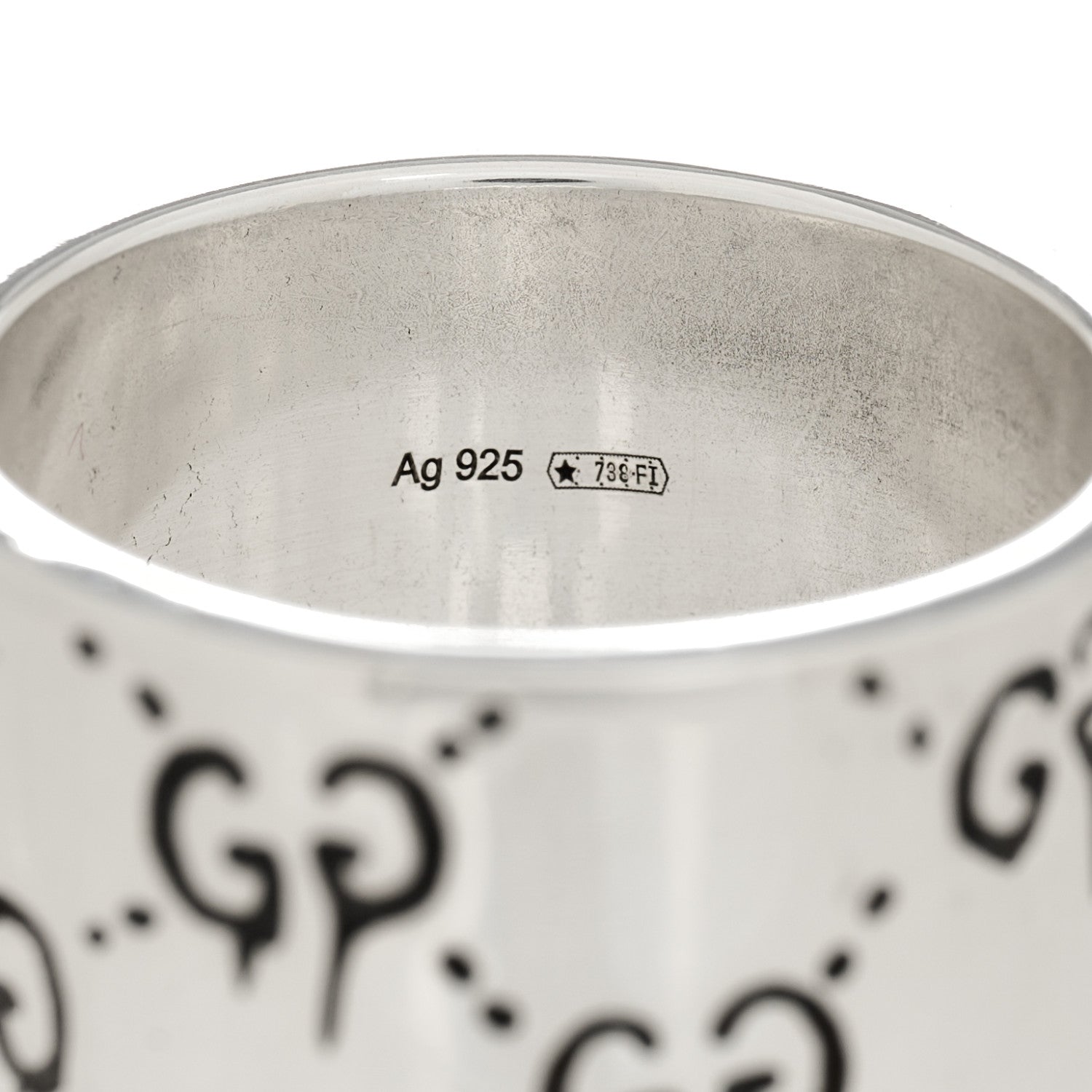 Gucci Sterling Silver GucciGhost Hamlet Skull Band Ring 58 8.5 5 of 7