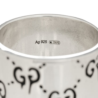 Gucci Sterling Silver GucciGhost Hamlet Skull Band Ring 58 8.5 5 of 7