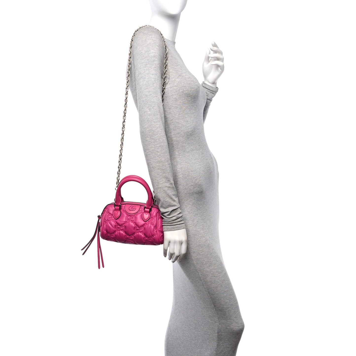 Nylon Calfskin Enamel GG Matelasse Mini Bowler Bag Lovely