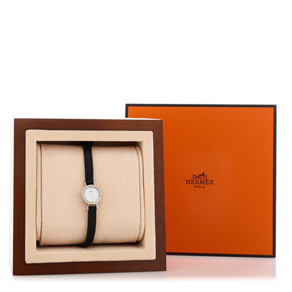 Hermes 18K White Gold Barenia Diamond 16mm Faubourg Quartz Watch Noir 5 of 5