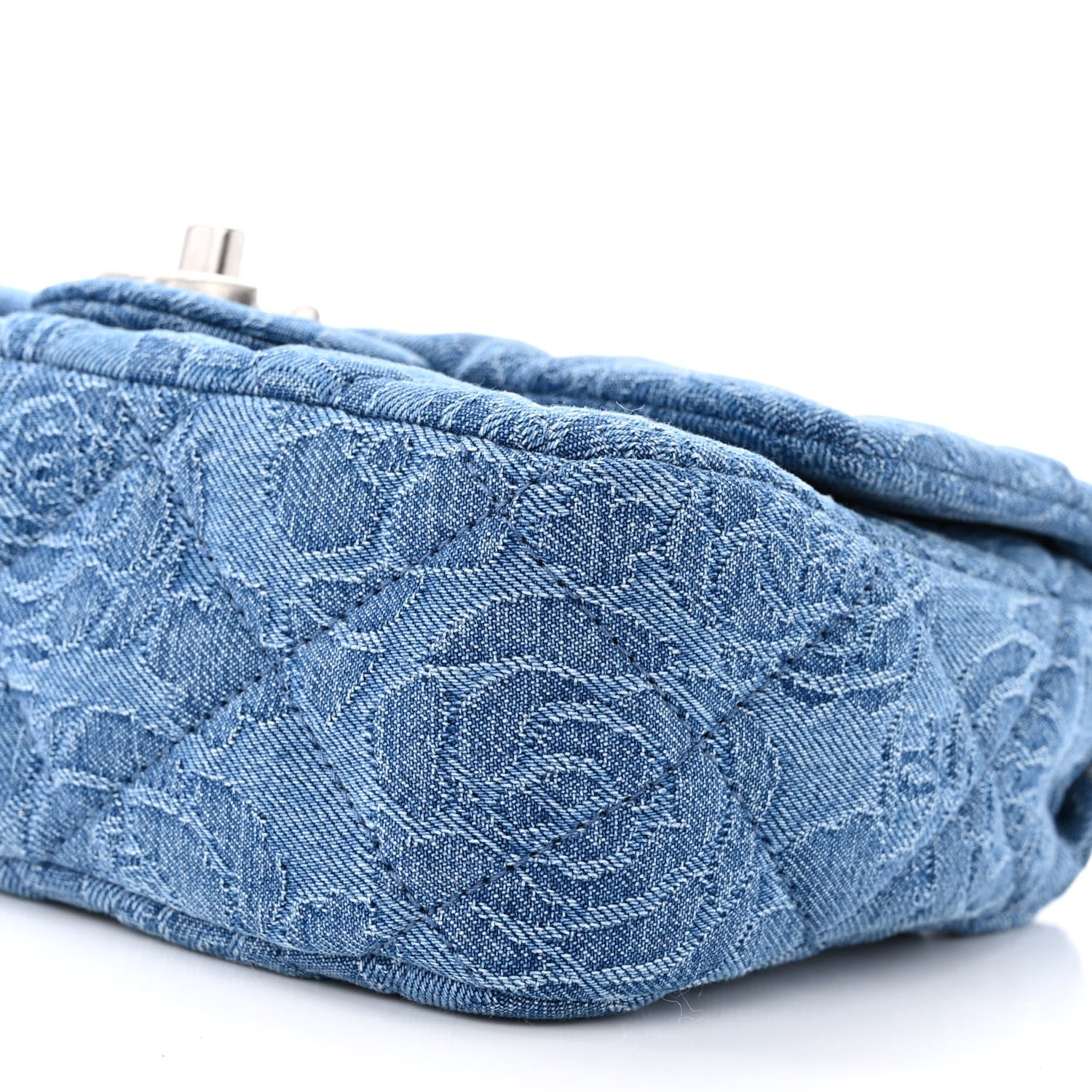 Chanel Denim Quilted Camellia Sweetheart Mini Flap Blue 10 of 11