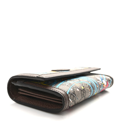 Gucci X DISNEY GG Supreme Monogram Donald Duck Interlocking G Continental Wallet Beige Multicolor New Acero 4 of 7