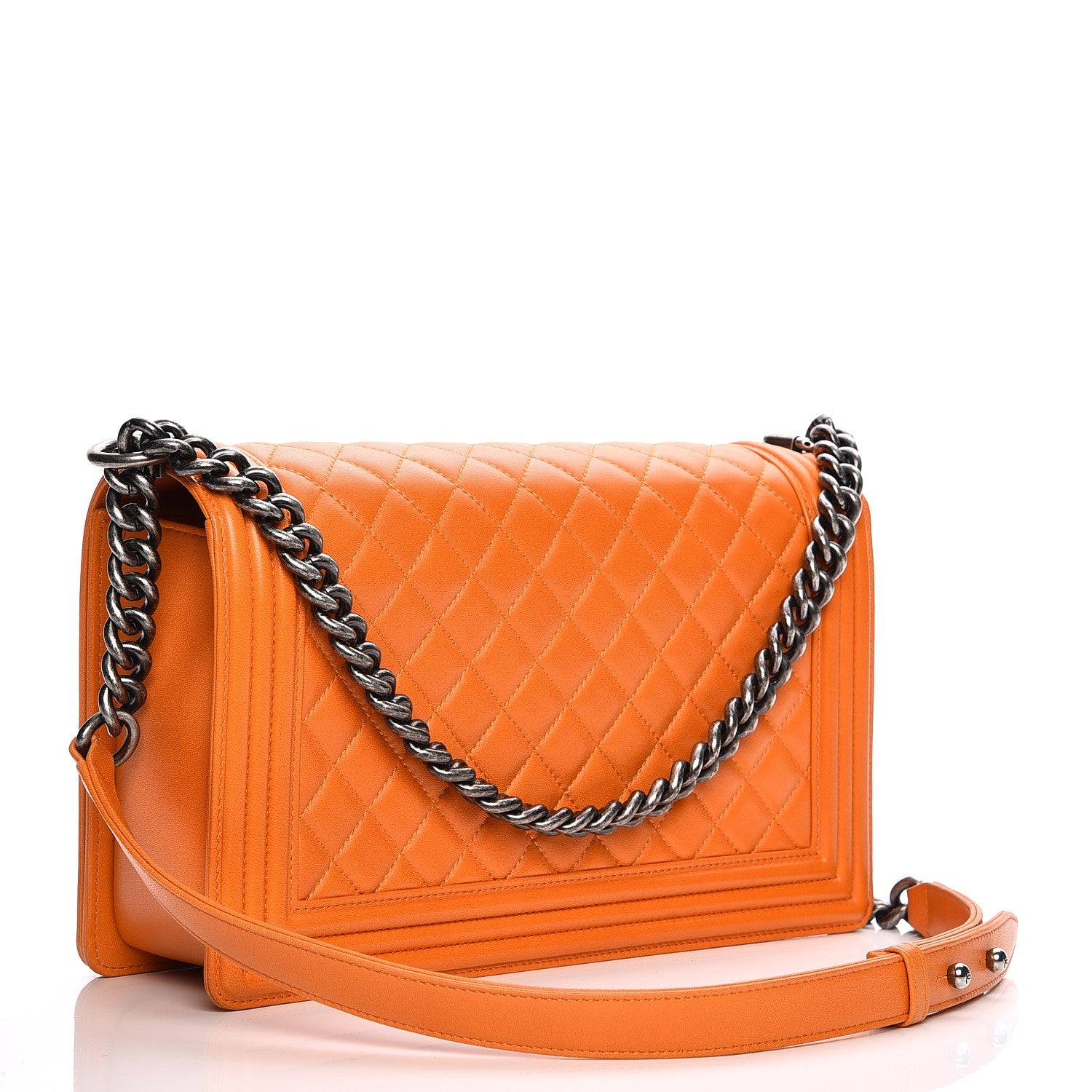 Chanel Lambskin Quilted New Medium Boy Flap Orange 3 of 12