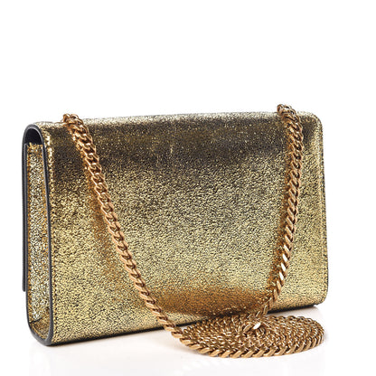 Saint Laurent Metallic Calfskin Small Classic Monogram Kate Satchel Oro 3 of 11