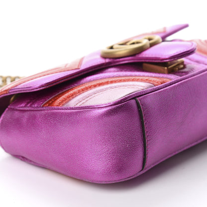 Gucci Metallic Calfskin Matelasse Mini GG Marmont Shoulder Bag Fuchsia 6 of 10
