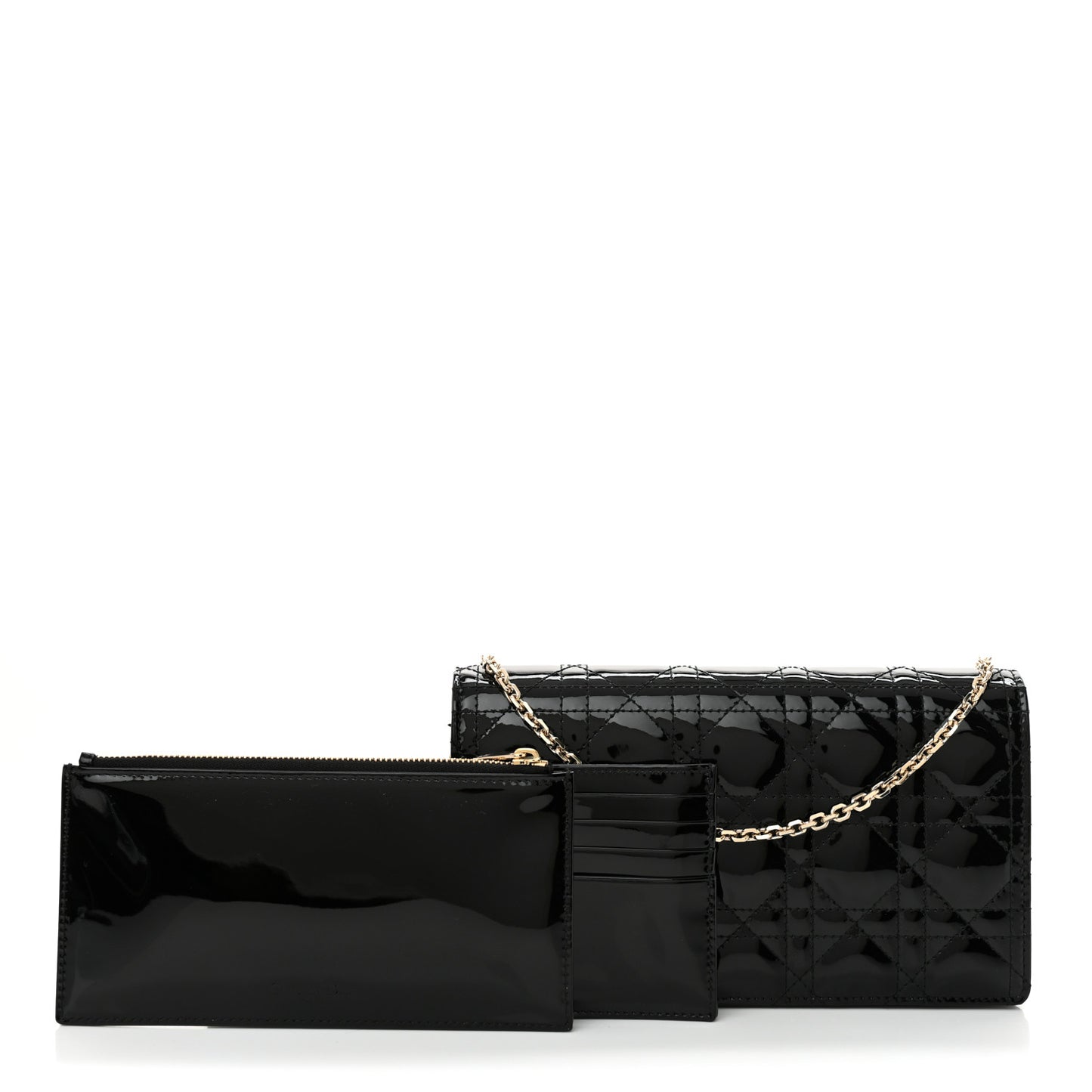 Patent Cannage Lady Dior Pouch Black