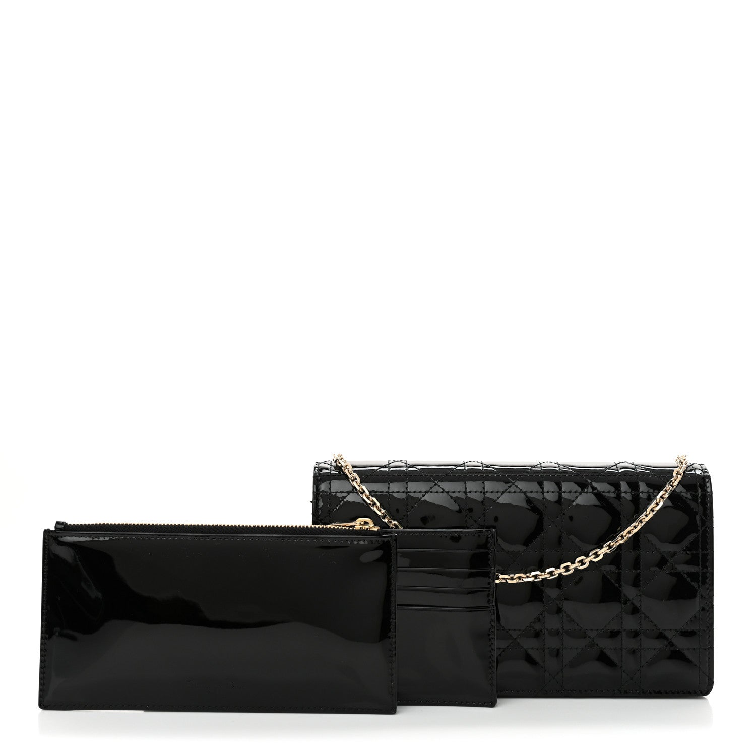 Christian Dior Patent Cannage Lady Dior Pouch Black 3 of 13