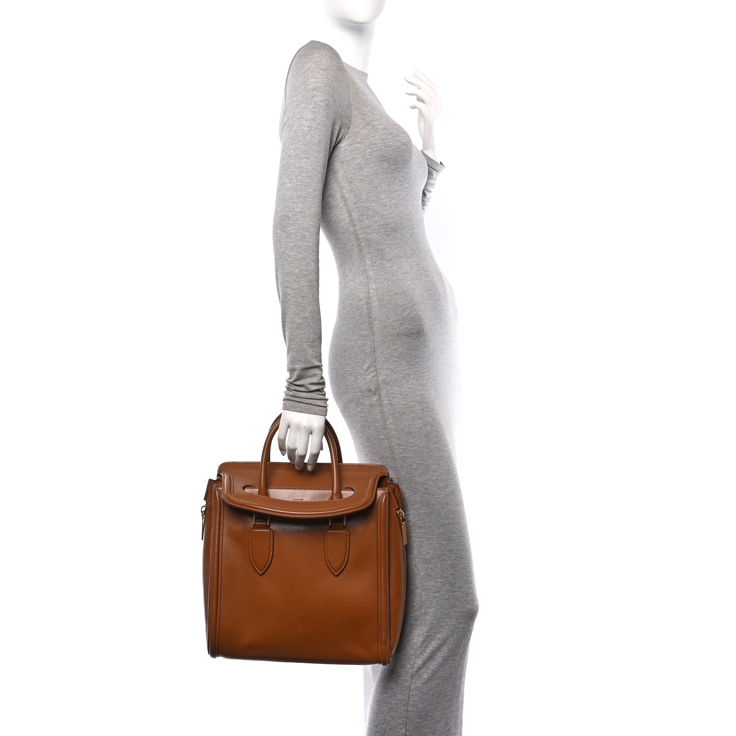 Alexander McQueen Calfskin Large Heroine Camel 2 of 14