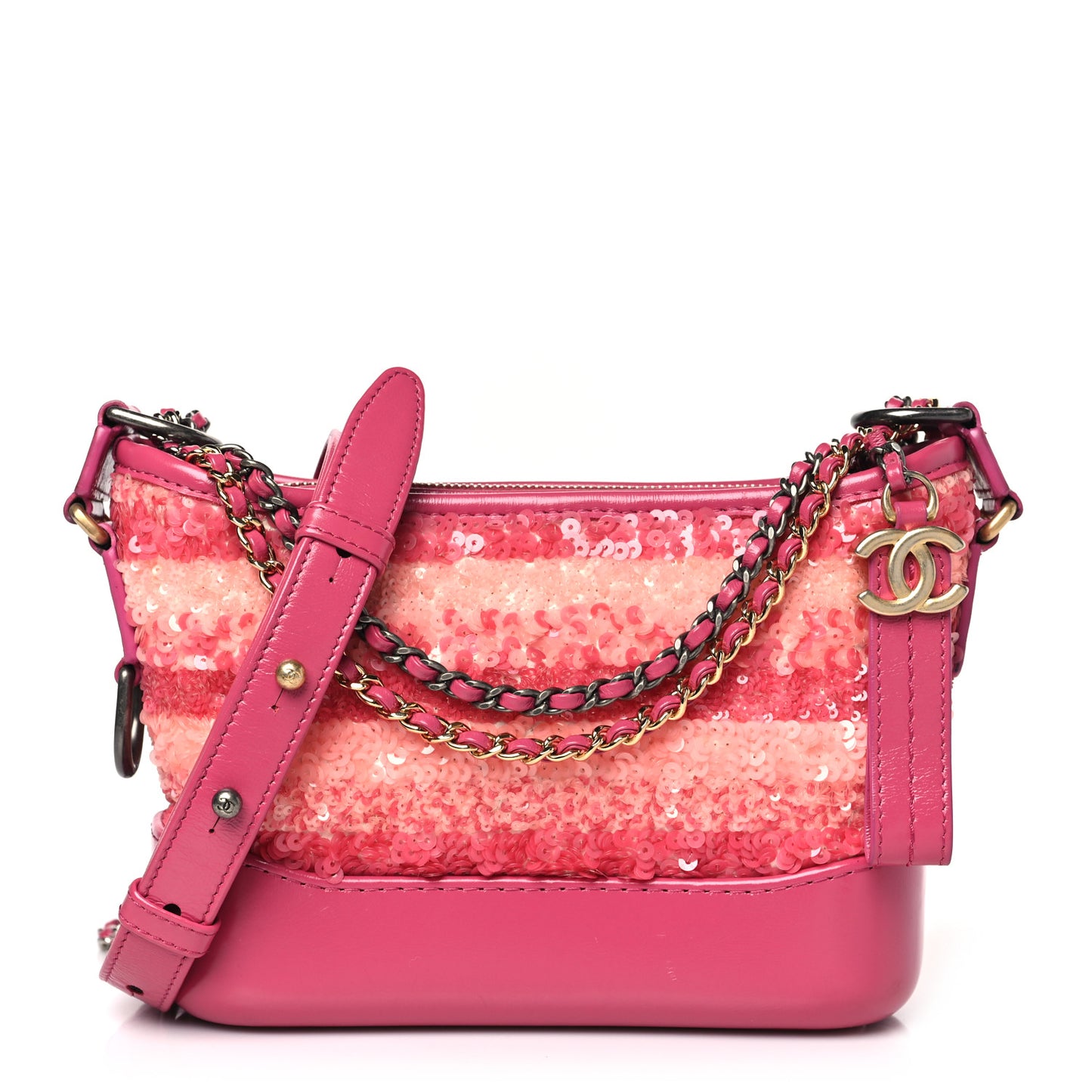 Sequin Calfskin Small Gabrielle Hobo Pink