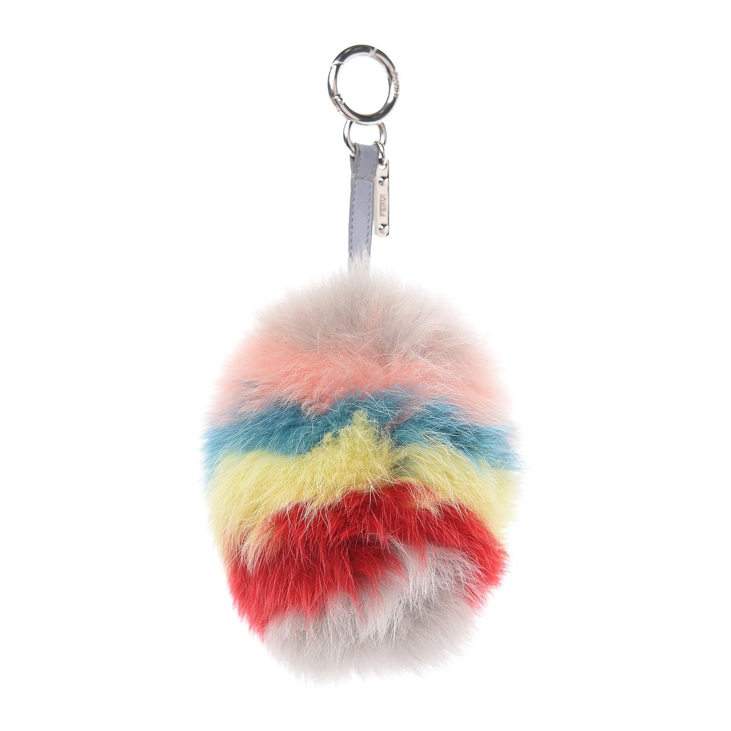 Fox Fur Rainbow Pom Pom Bag Charm Red Multicolor