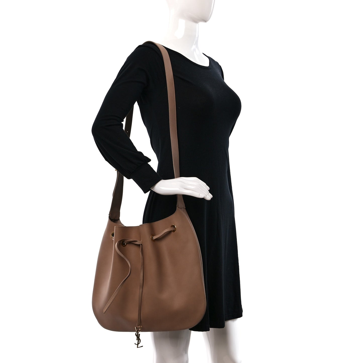 Smooth Calfskin Paris VII Large Flat Hobo Biscuit Beige