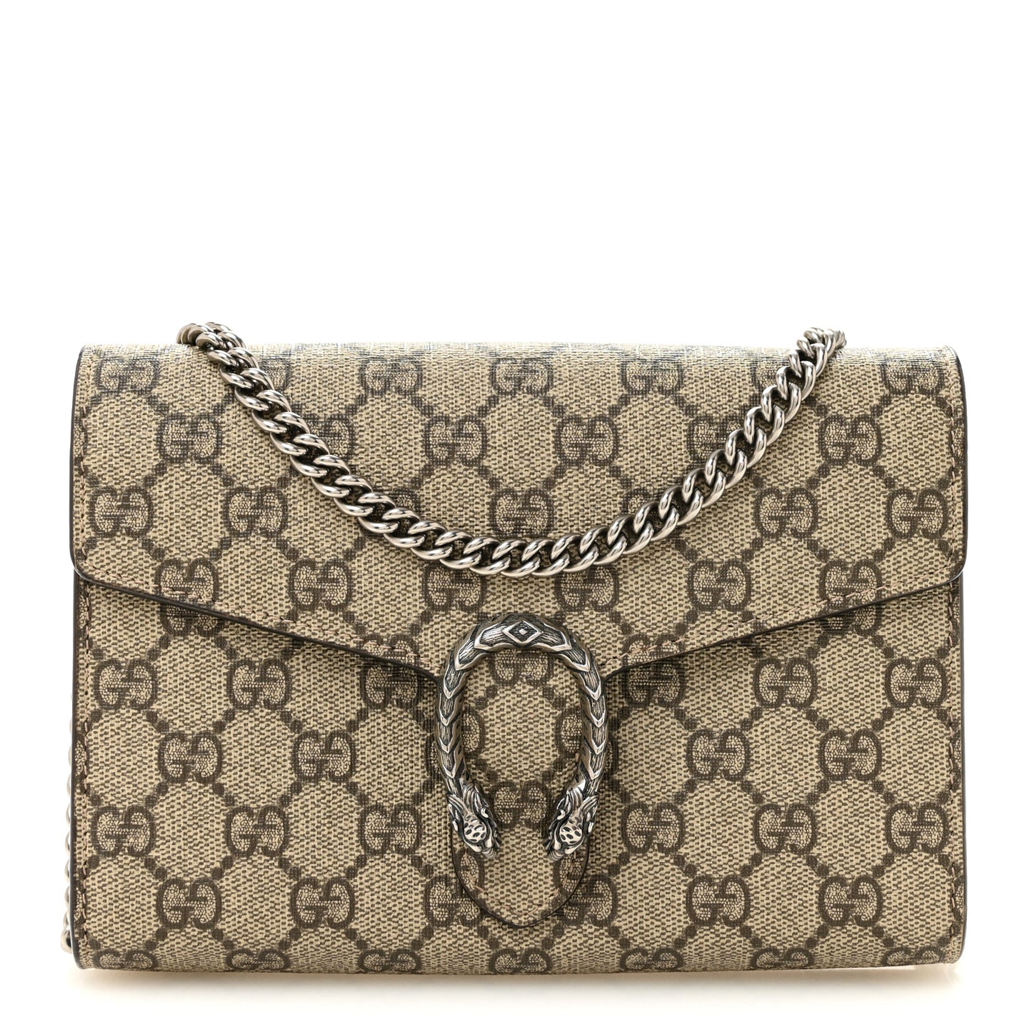GG Supreme Monogram Mini Dionysus Chain Wallet Beige Taupe