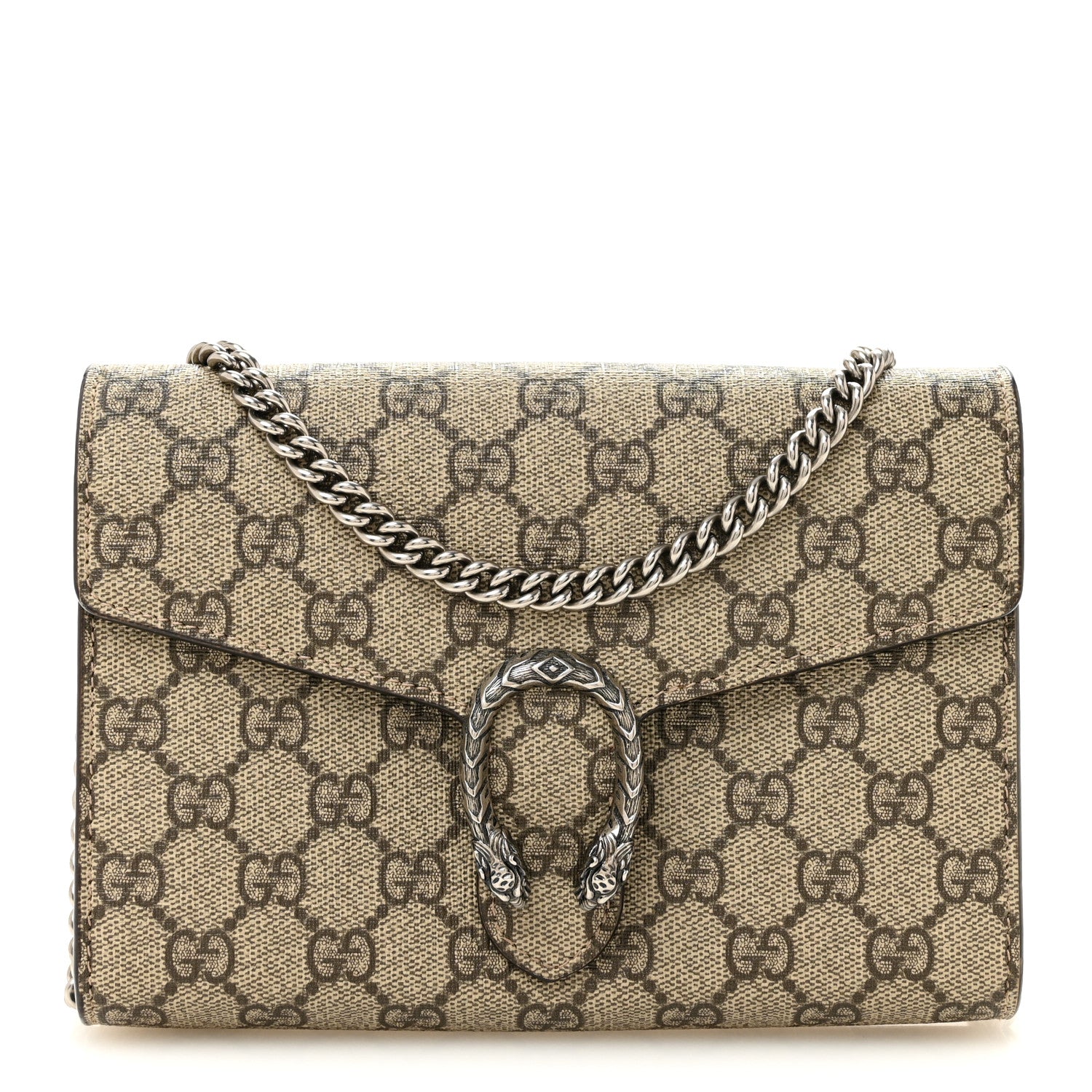 Gucci GG Supreme Monogram Mini Dionysus Chain Wallet Beige Taupe 1 of 14