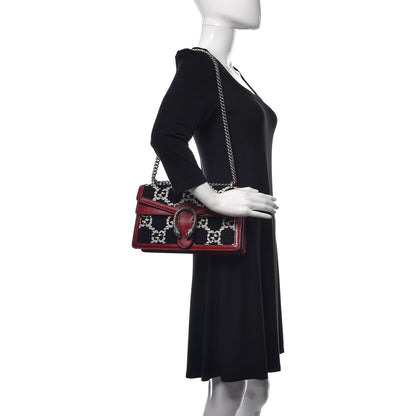 Gucci Tweed GG Monogram Small Dionysus Shoulder Bag Black White Romantic Cherry 2 of 12