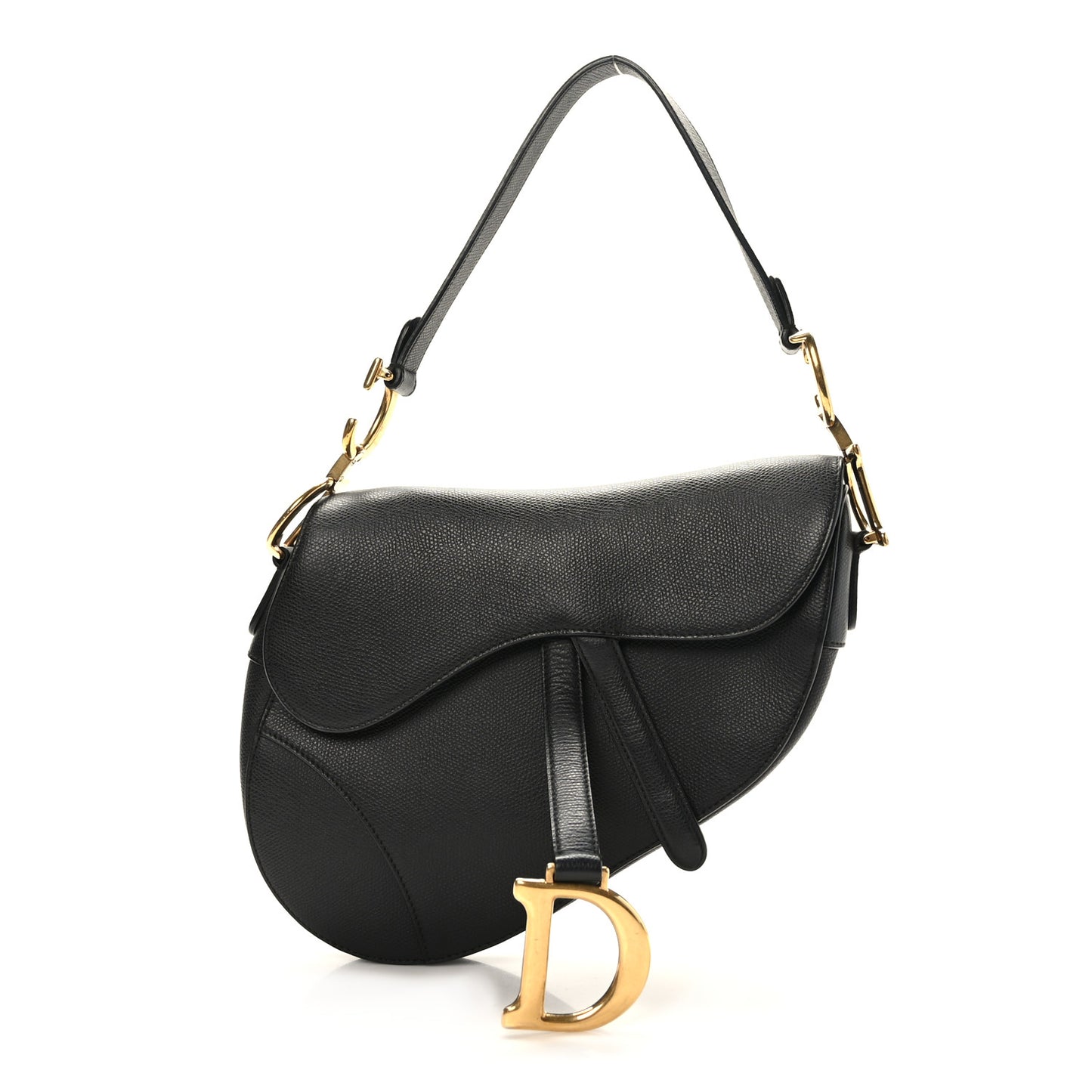 Grained Calfskin Saddle Bag Black