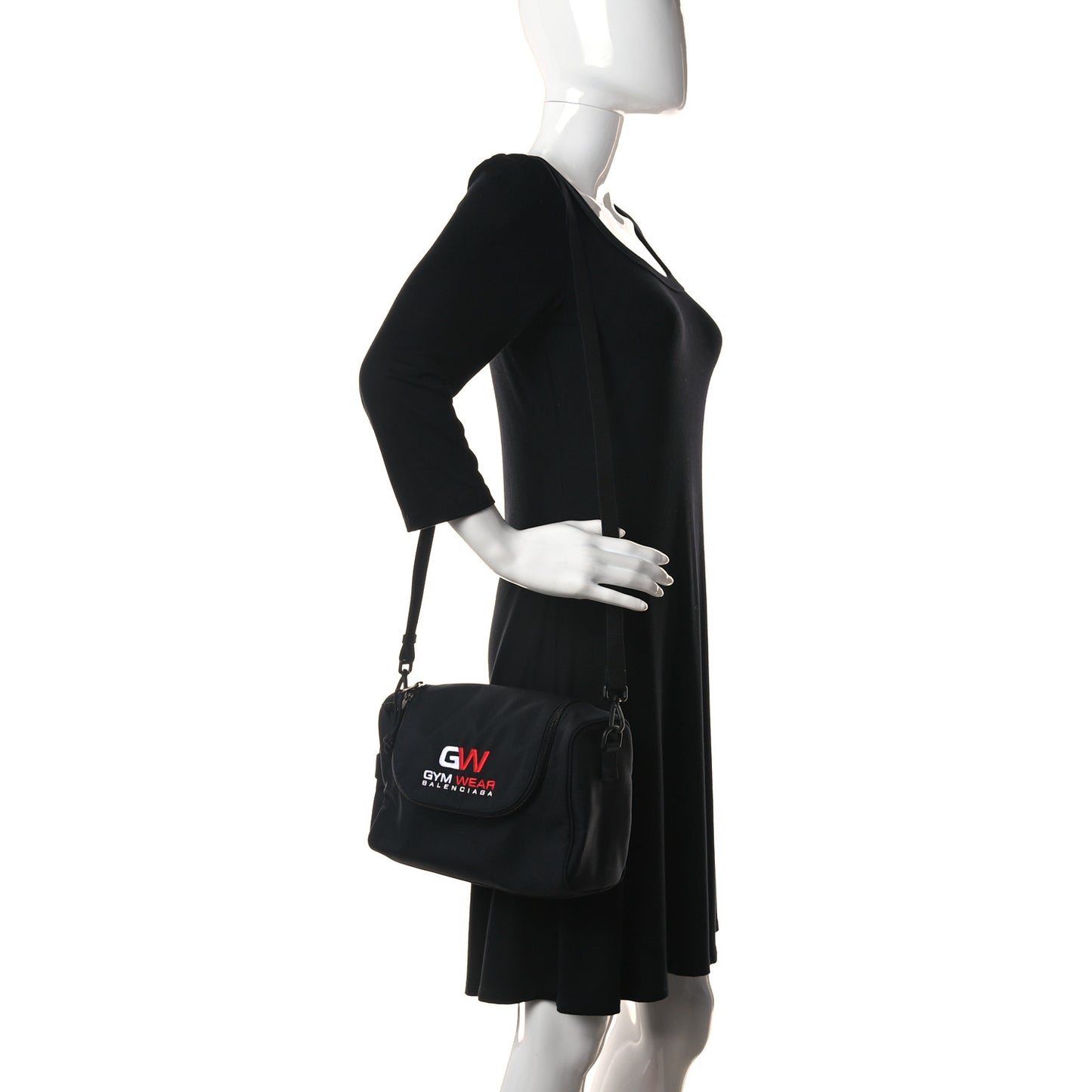 Nylon Gym Wear Messenger Bag Black