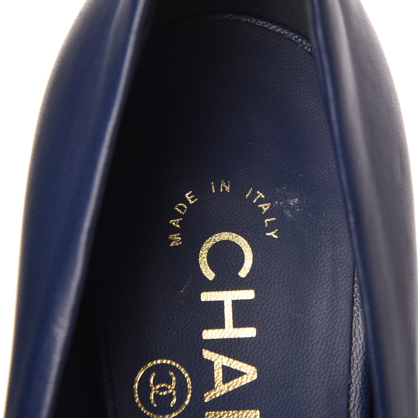 Lambskin Pearl Peep Toe Pumps 38 Navy