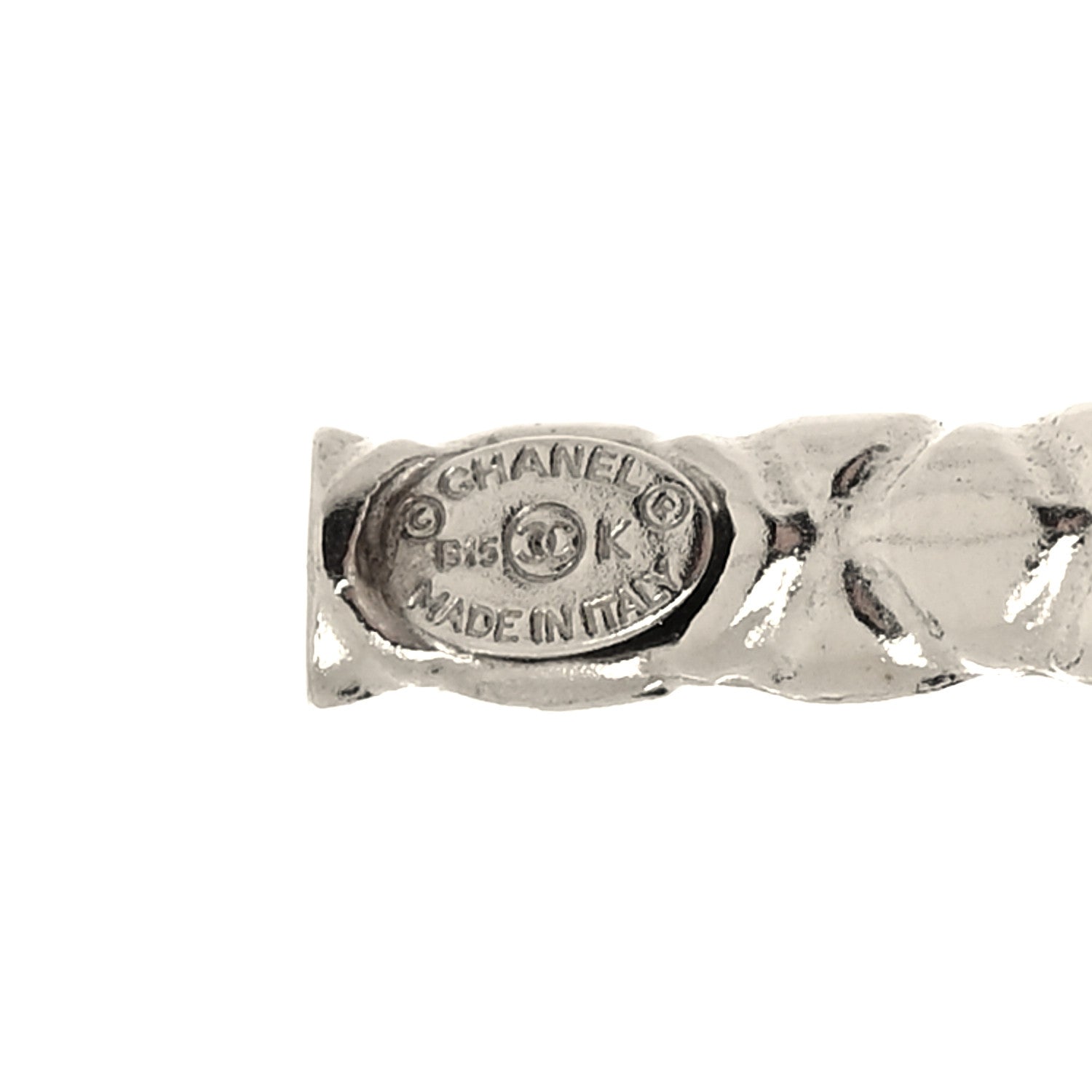Chanel Metal Quilt CC Hoop Earrings Silver 4 of 5