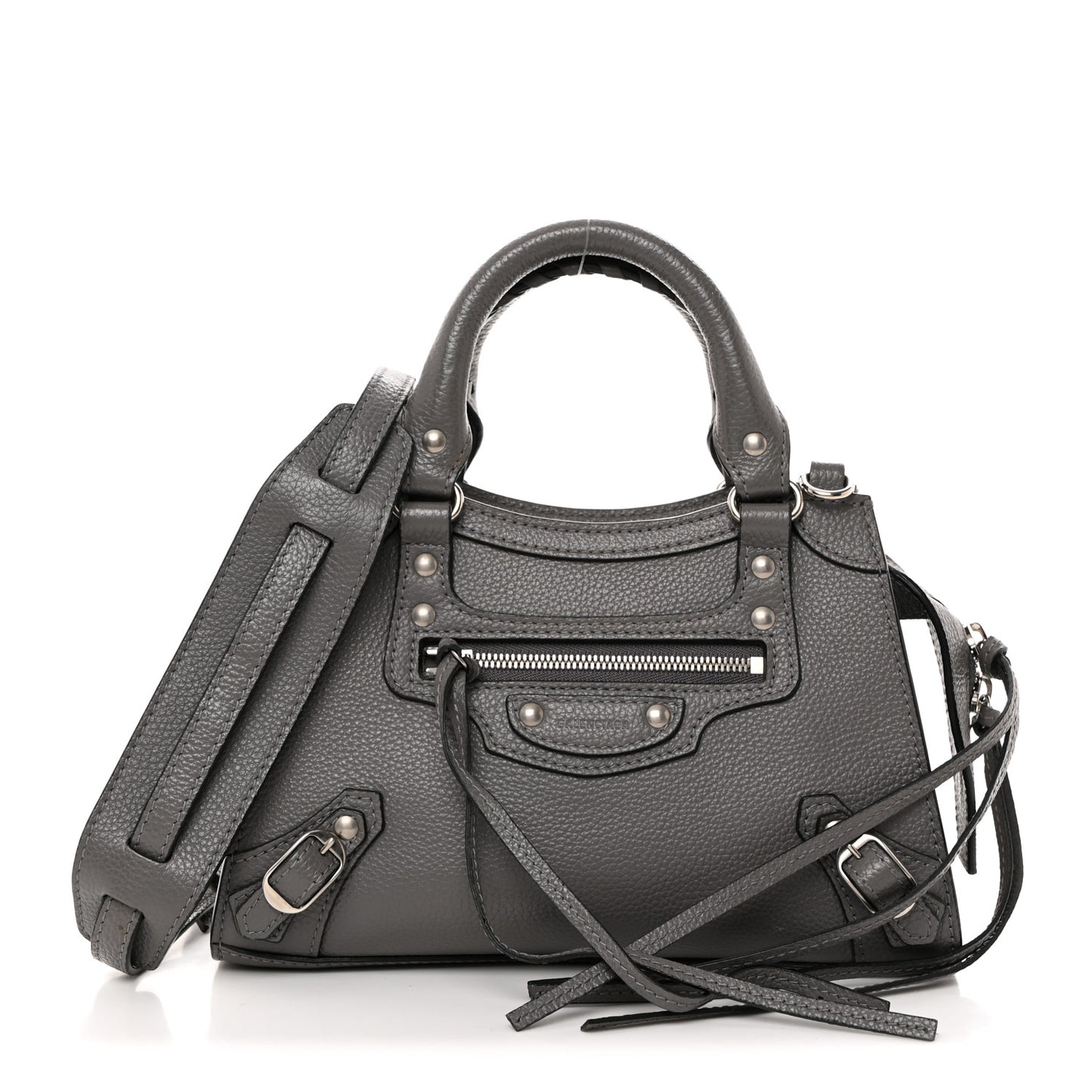 Grained Calfskin Neo Classic Silver Hardware Mini City Dark Grey