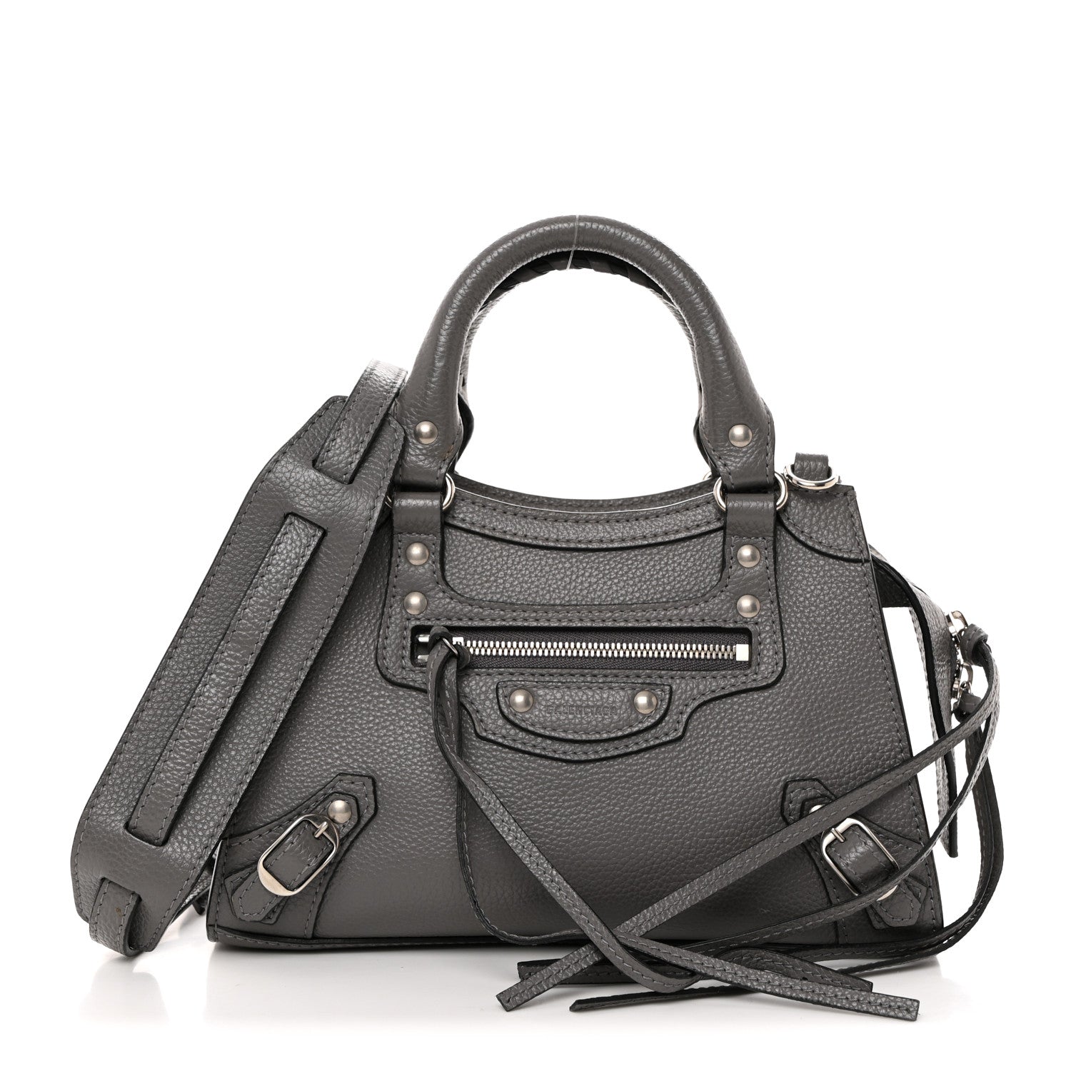 Balenciaga Grained Calfskin Neo Classic Silver Hardware Mini City Dark Grey 1 of 9