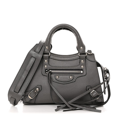 Balenciaga Grained Calfskin Neo Classic Silver Hardware Mini City Dark Grey 1 of 9