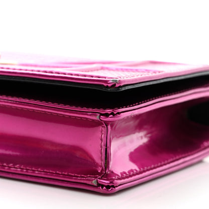 Christian Dior Metallic Patent Micro-Cannage Diorama Wallet on Chain Pouch Fuchsia 10 of 10