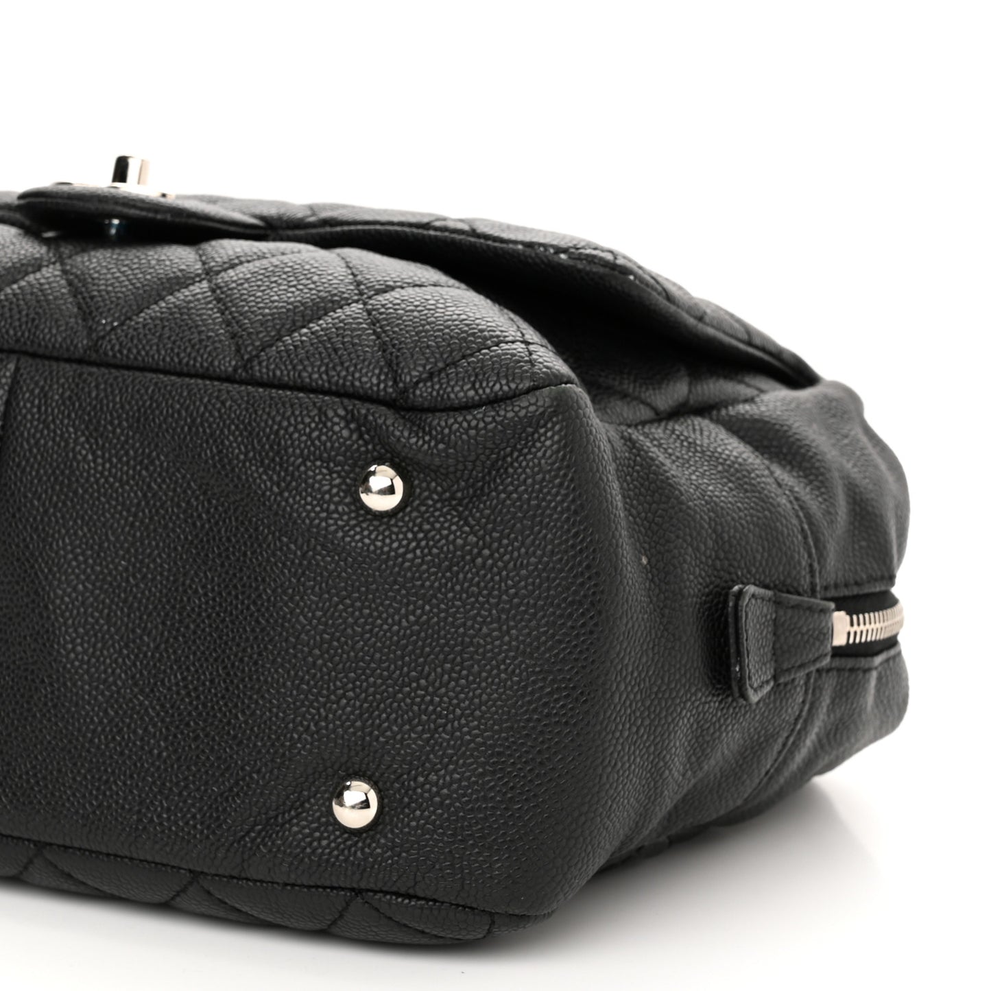 Caviar Quilted Travel Flap Tote Black