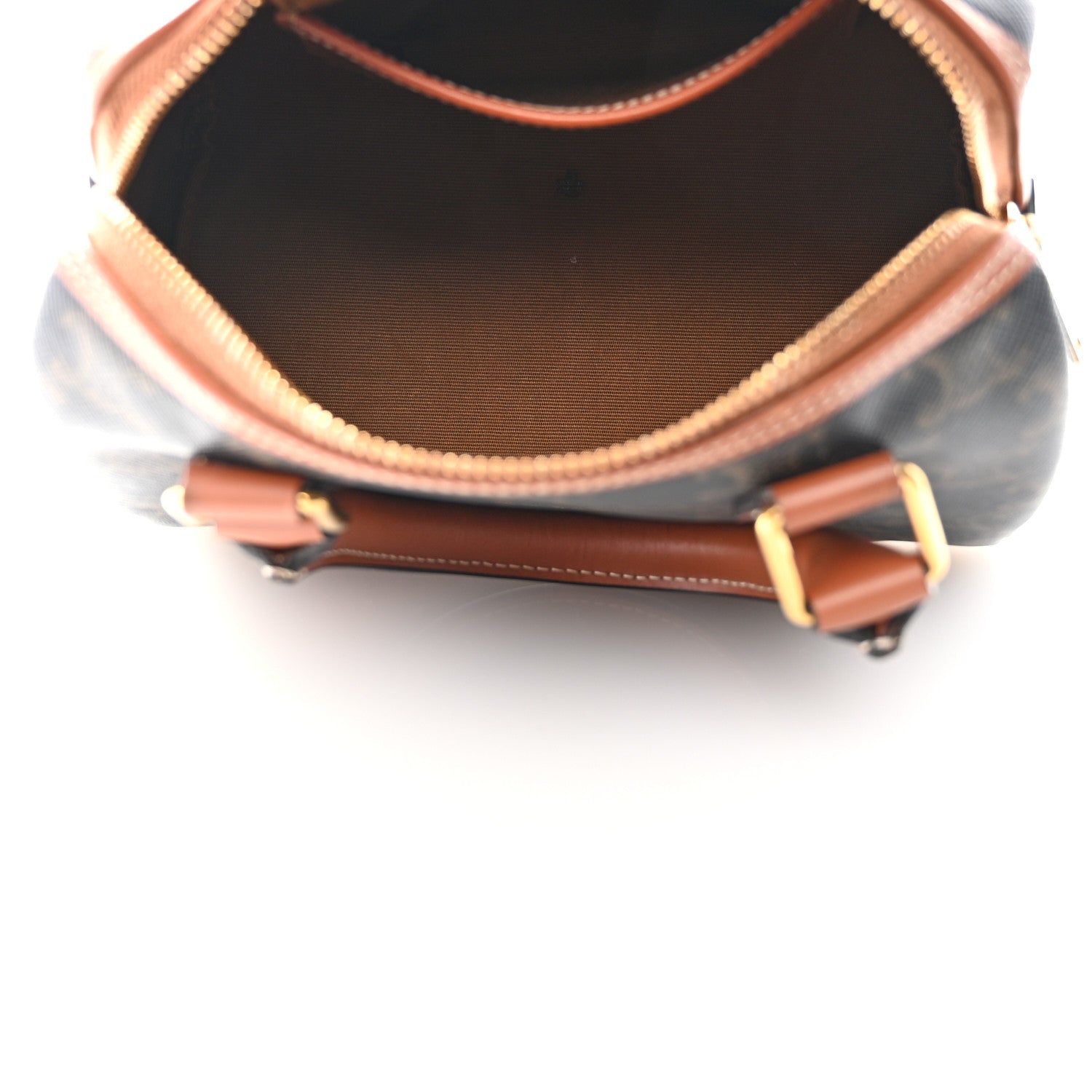 Celine Triomphe Canvas Calfskin Small Boston Bag Tan 5 of 12