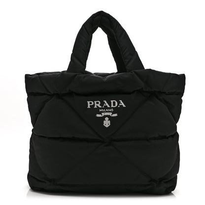 Prada Re-Nylon Triangle Padded Logo Tote Black 1 of 10