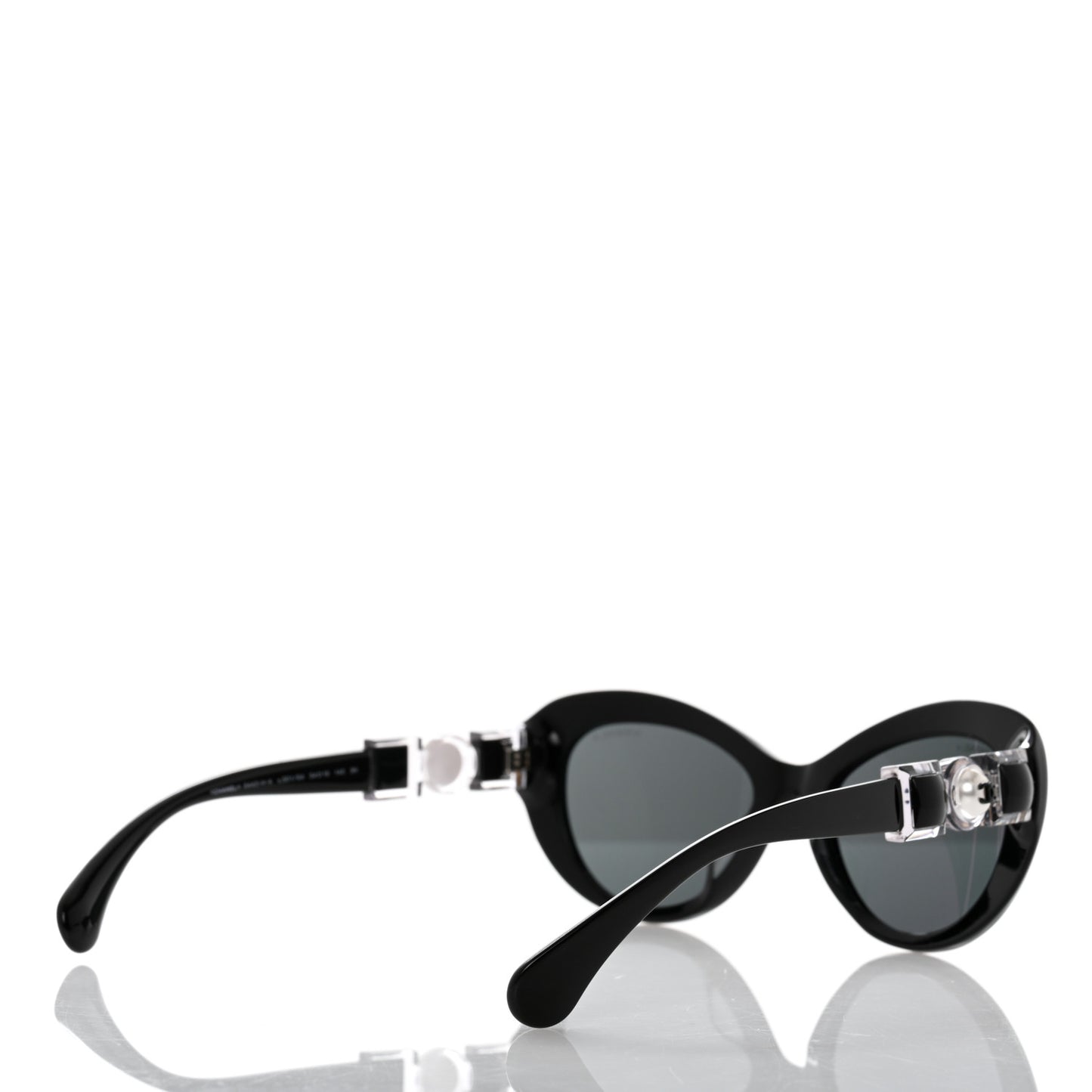 Acetate Glass Pearls Cat Eye Sunglasses 5443-H-A Black