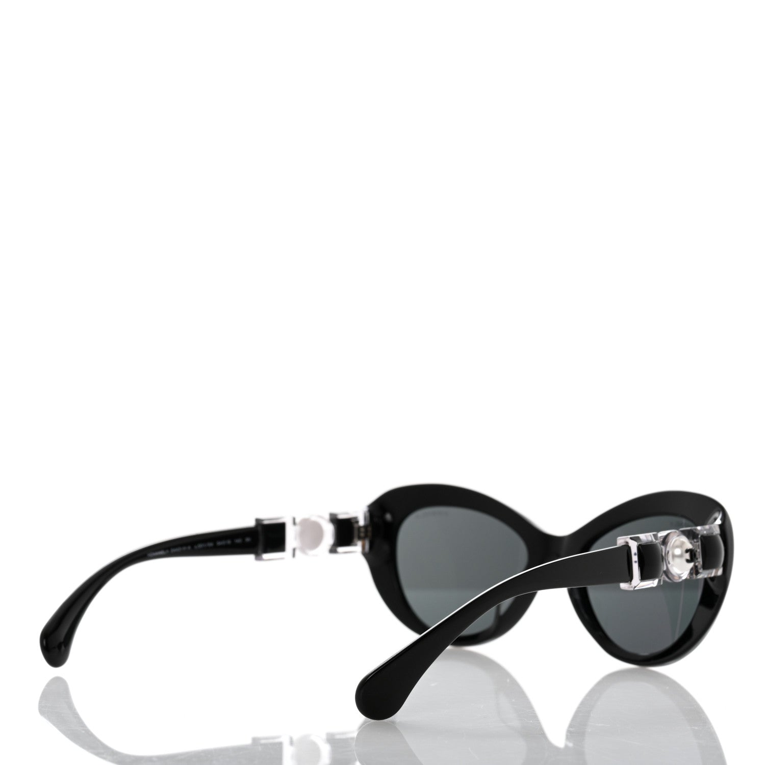 Chanel Acetate Glass Pearls Cat Eye Sunglasses 5443-H-A Black 4 of 8