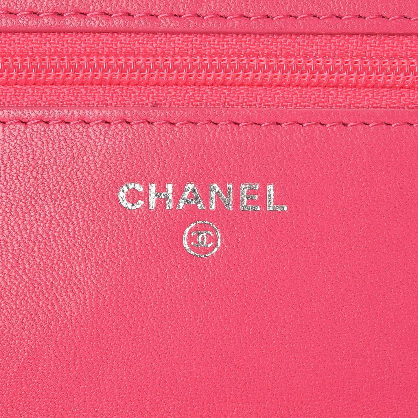 Lambskin Quilted Wallet On Chain WOC Pink