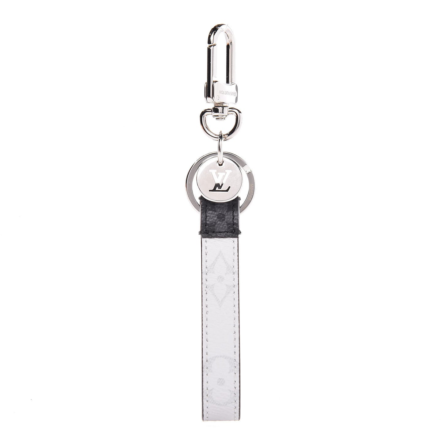 Monogram Eclipse White Slim Dragonne Bag Charm Key Holder
