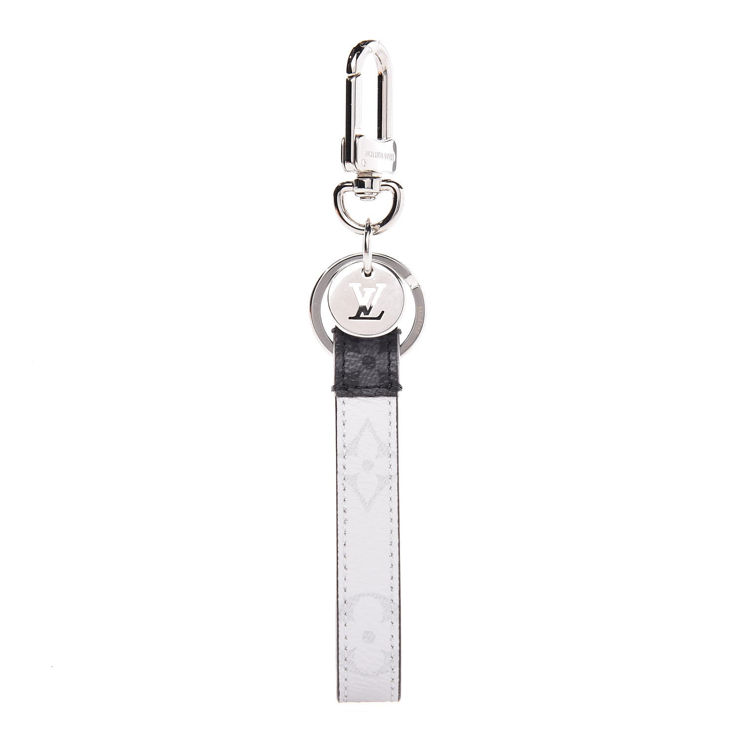 Louis Vuitton Monogram Eclipse White Slim Dragonne Bag Charm Key Holder 1 of 3