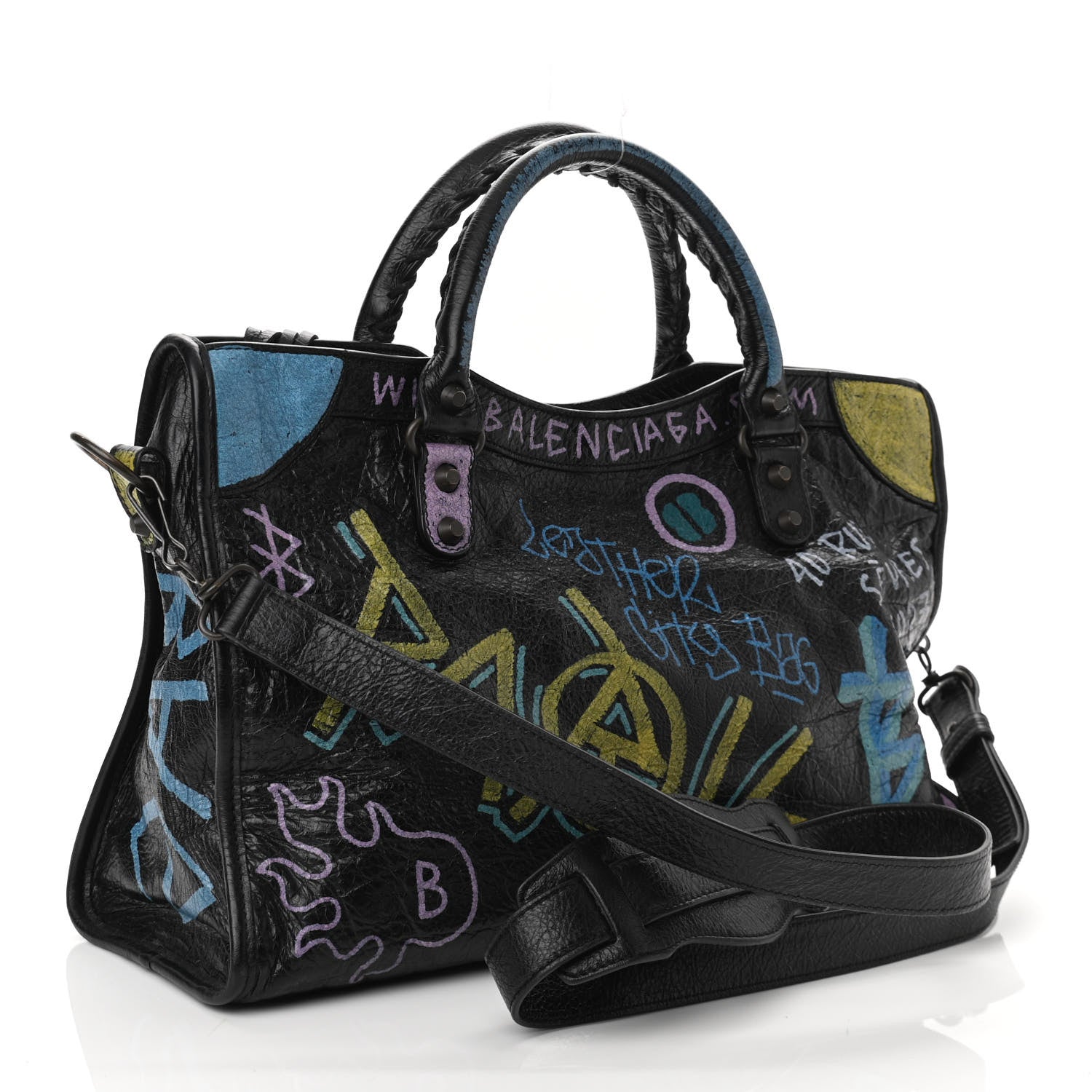 Balenciaga Agneau Graffiti All Over Classic Hardware City Black Multicolor 2 of 8