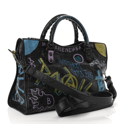 Balenciaga Agneau Graffiti All Over Classic Hardware City Black Multicolor 2 of 8