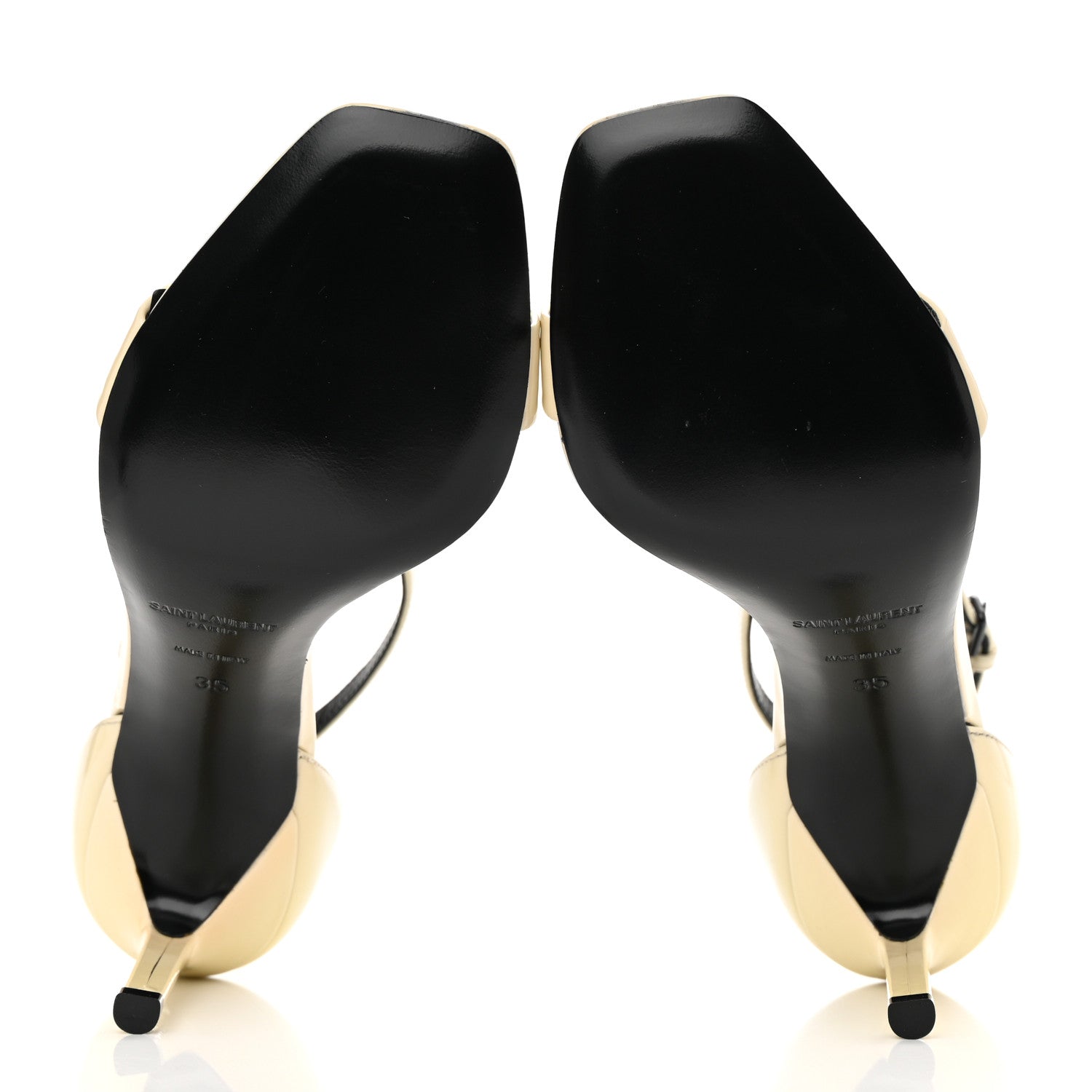Saint Laurent Patent Calfskin Amber 85 Ankle Strap Sandals 35 Neutro 5 of 8