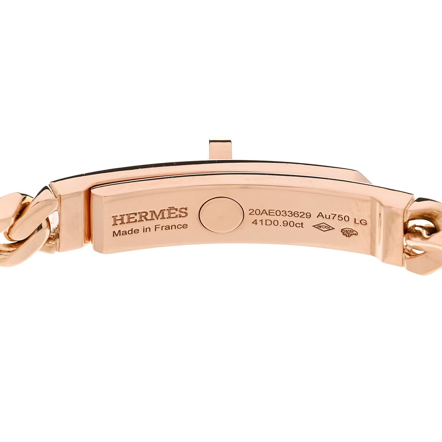 Hermes 18K Rose Gold Diamond PM Kelly Gourmette Bracelet LG 3 of 3