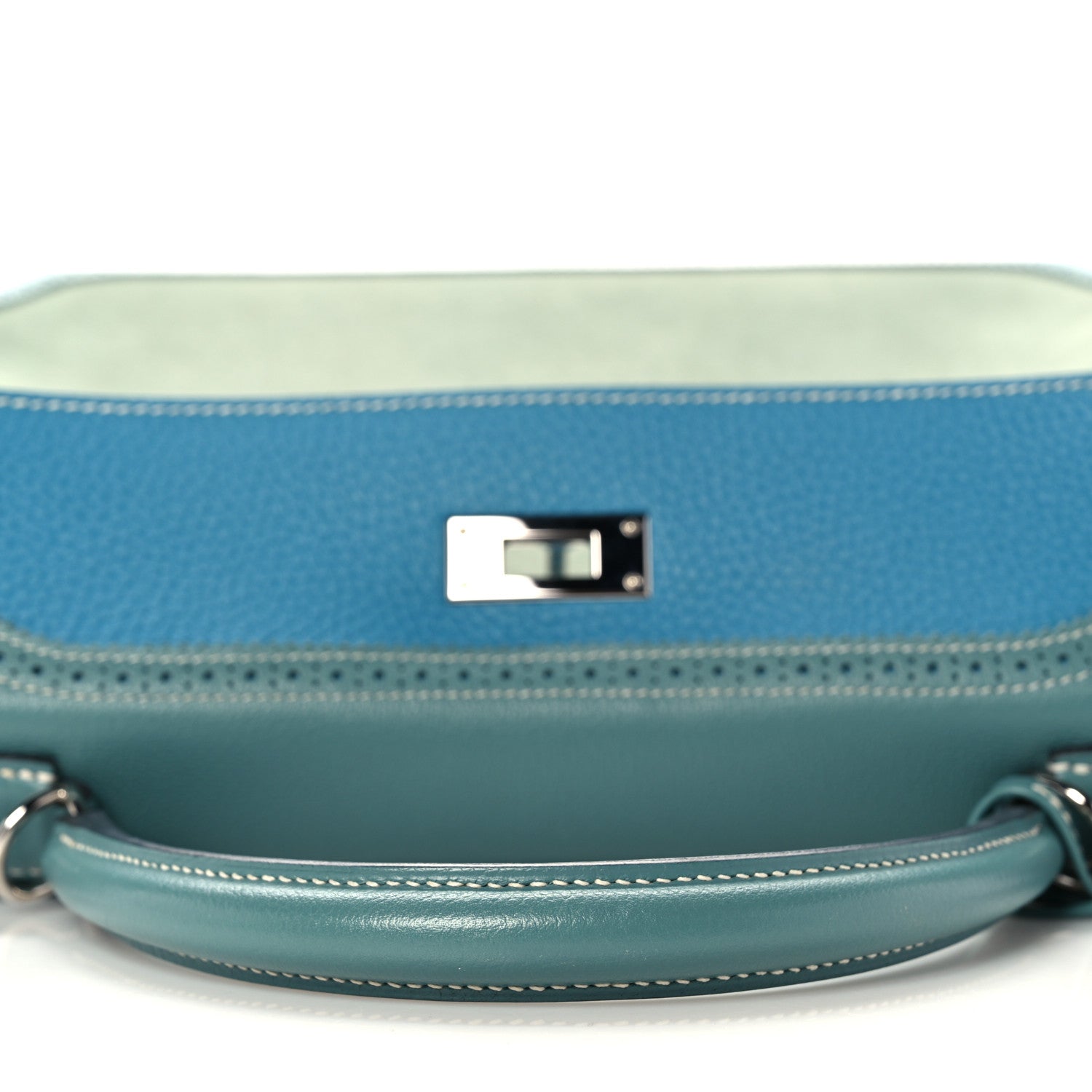 Hermes Veau Doblis Taurillon Clemence Evergrain Ghillies Kelly Retourne 32 Turquoise Ciel 14 of 38
