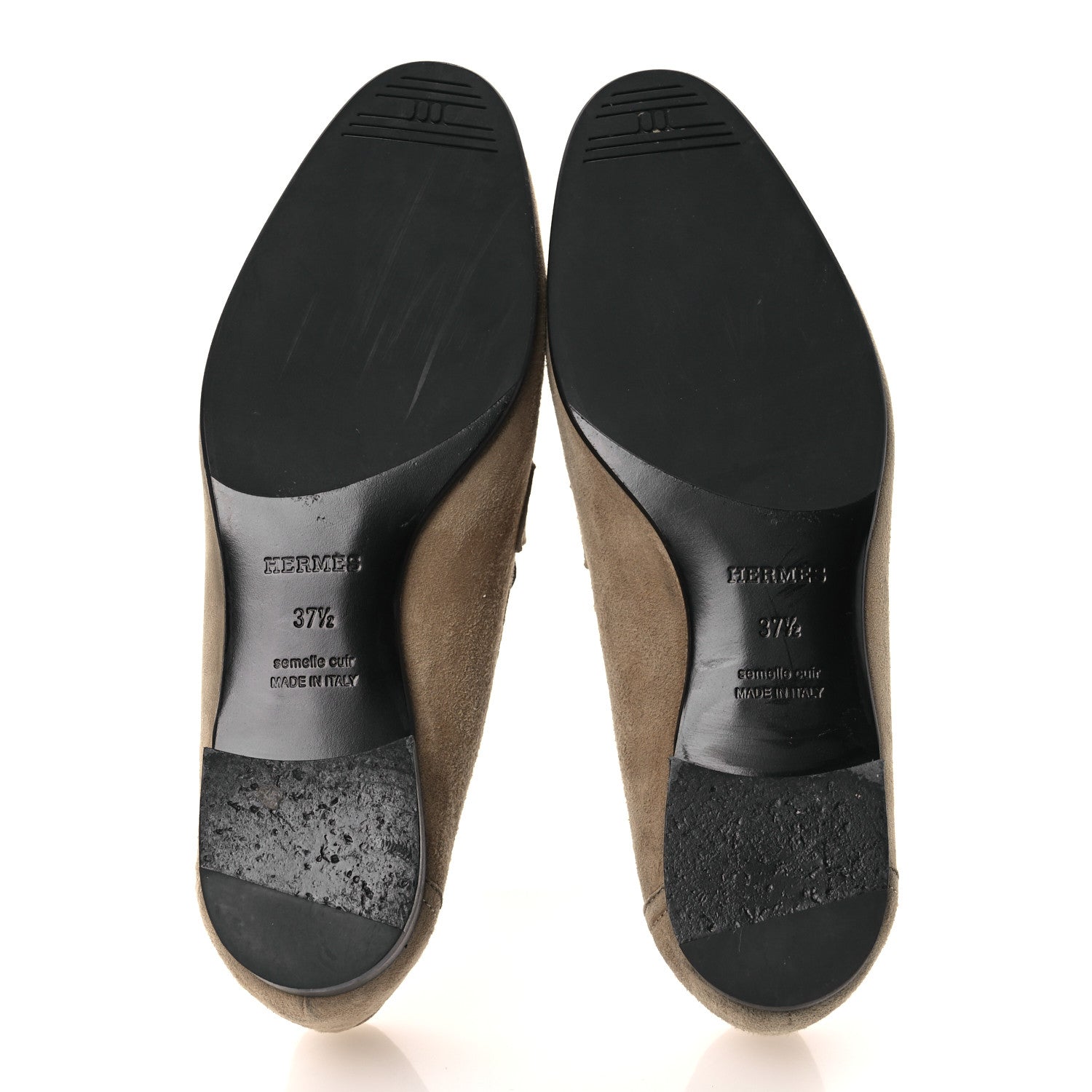 Hermes Suede Goatskin Womens Royal Loafers 37.5 Beige Sable 7 of 14