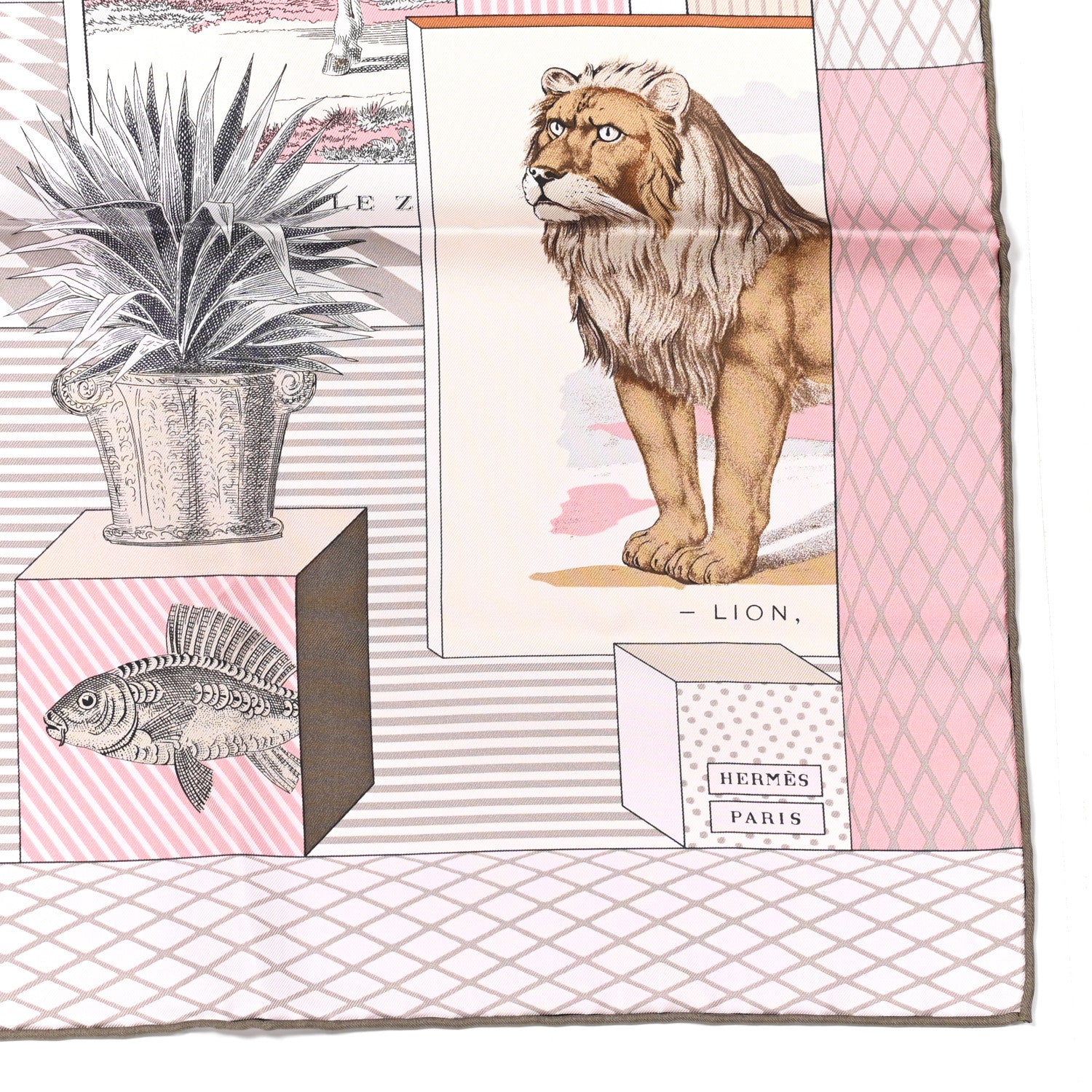 Hermes Silk Grand Theatre Nouveau Scarf 90 Rose Pale Etoupe 3 of 8