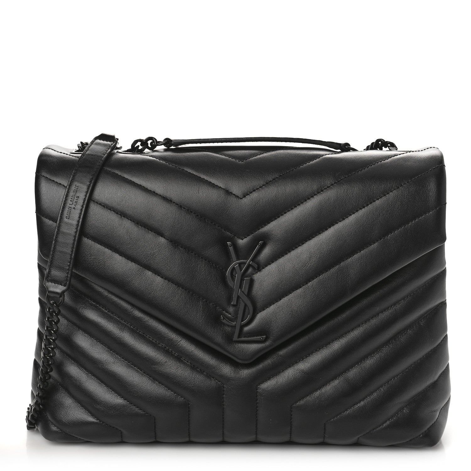 Saint Laurent Calfskin Y Quilted Monogram Monochrome Medium Loulou Chain Satchel Black 1 of 10