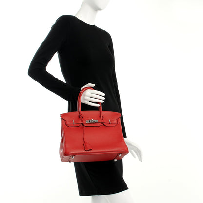 Hermes Taurillon Clemence Birkin 30 Rouge Casaque 2 of 33