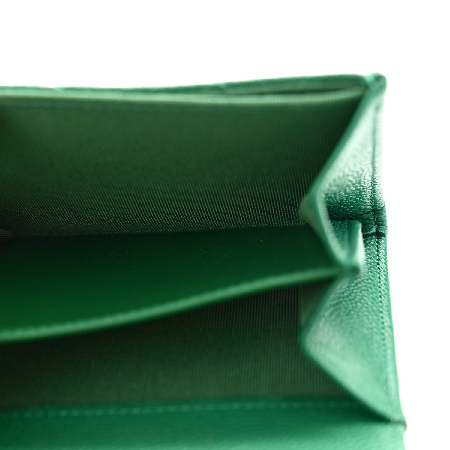 Chanel Caviar Quilted Flap Card Holder Wallet Green 5 of 9