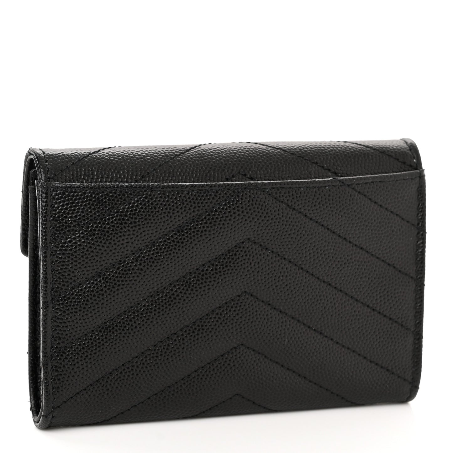 Grain De Poudre Matelasse Chevron Small Monogram Envelope Wallet Black