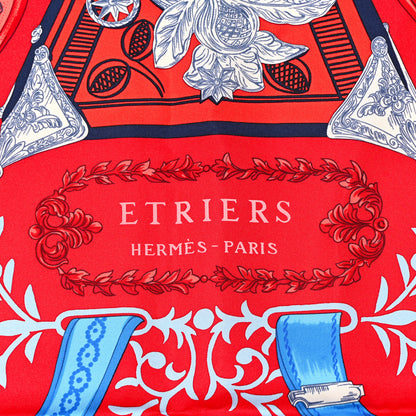 Hermes Silk Etriers Scarf 90 Rouge Vif Bleu 2 of 4