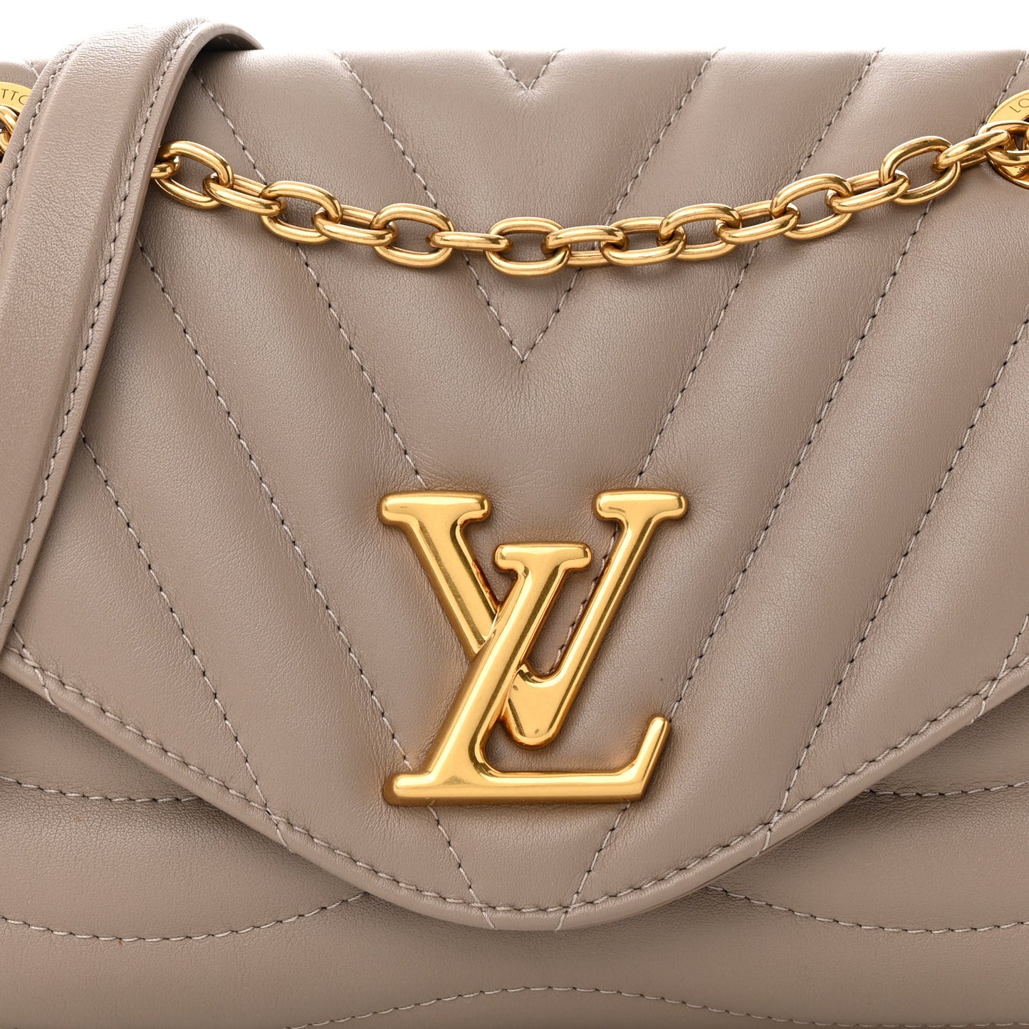 Calfskin LV New Wave Chain Bag Taupe