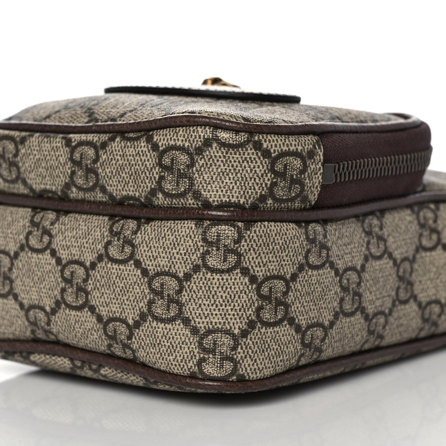 Gucci GG Supreme Monogram Mini Neo Vintage Double Zip Messenger Bag Beige New Acero Crop 8 of 8